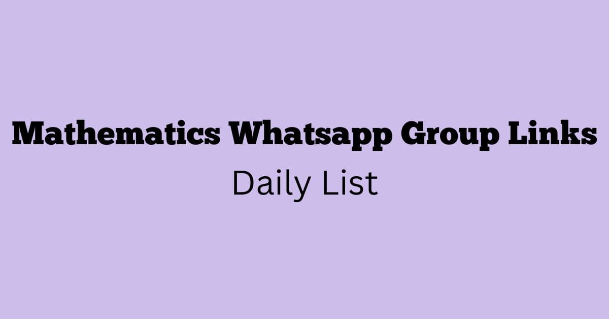 Mathematics Whatsapp Group Links Active List