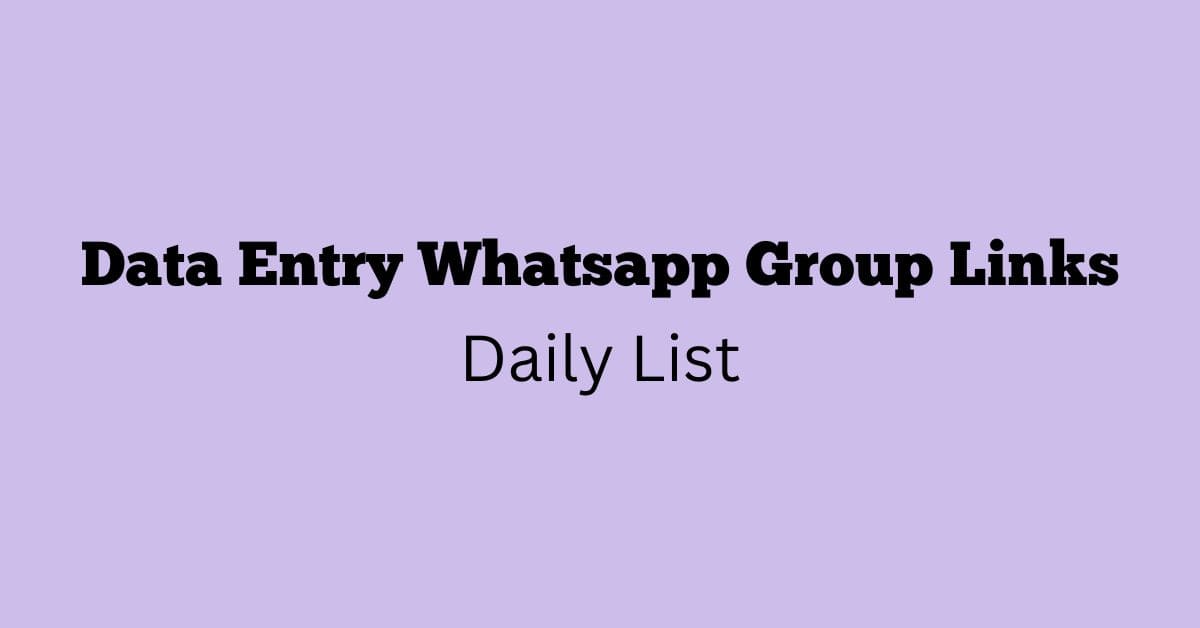 Data Entry Whatsapp Group Links Daily List