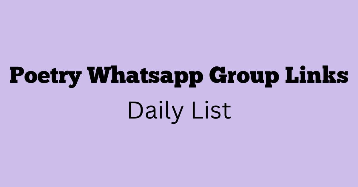 Poetry Whatsapp Group Links Daily List